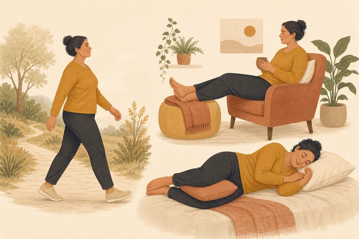 Caminar, sentarse y dormir con una postura confortable
